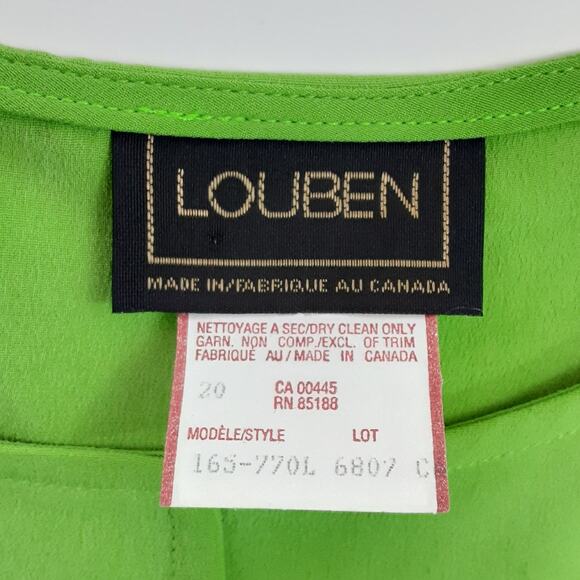 Vintage 90s 100% Silk Tunic Top Lime Green Neon Tank Womens 16 Scoop Neck Retro - Picture 6 of 10